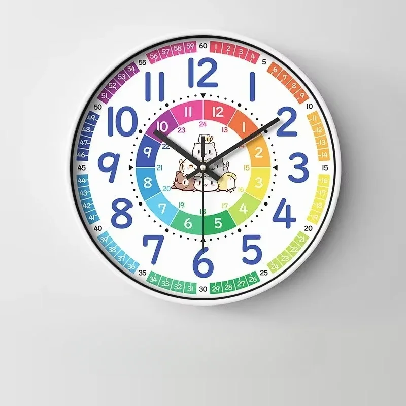 New 8/10/12/14 Inch Round Wall Clock Modern Design Silent Timepieces For Kids Sitting Room Bedroom Learning Clocks Decoration