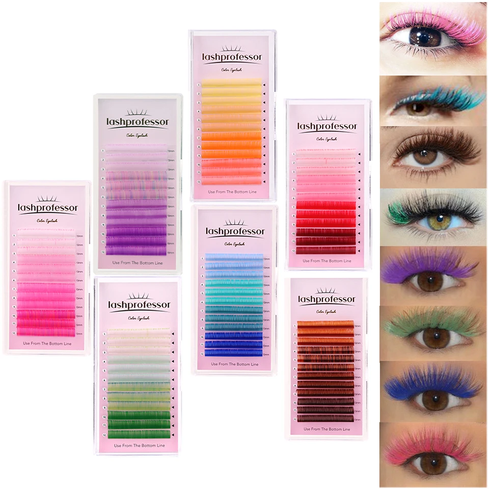 Lashprofessor Colour Lashes Purple Blue Pink Brown Colored Mix Individual Eyelash Extension Soft Natural Rainbow Color Lash Cila