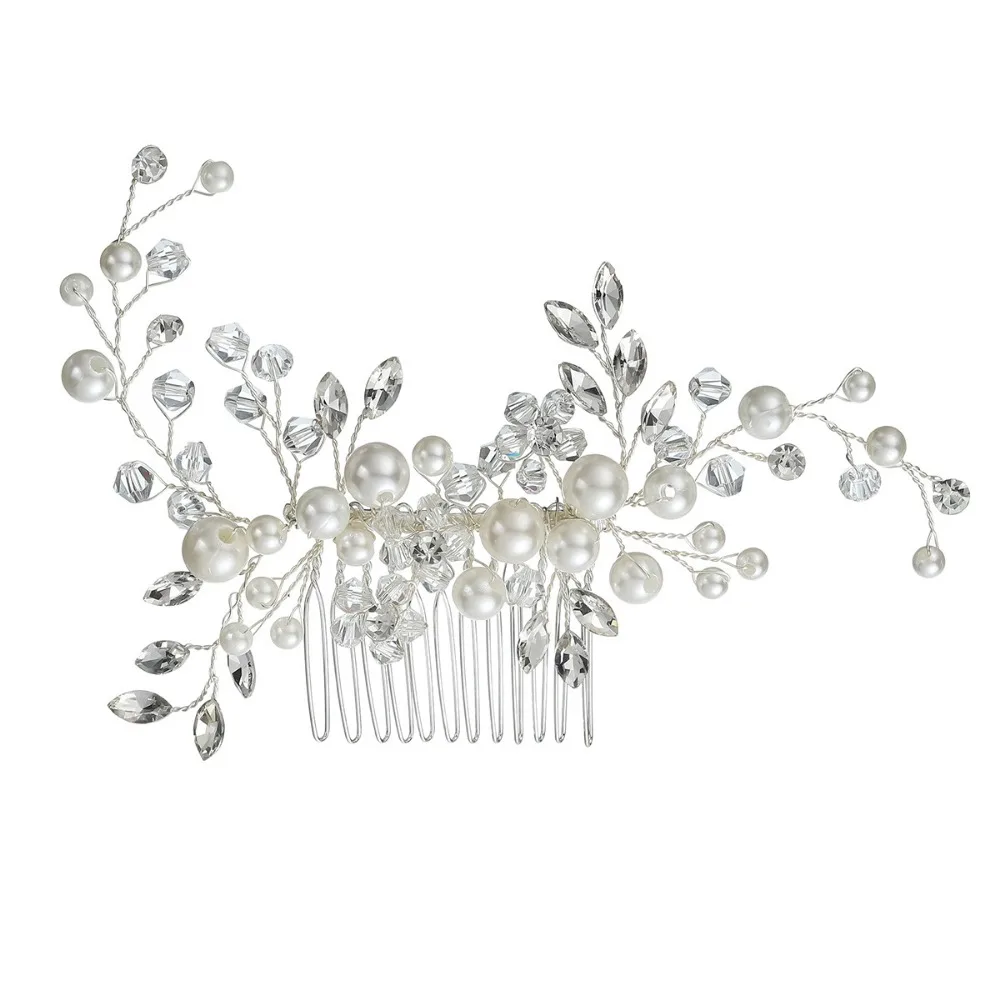 Peigne à cheveux perlé pour patients, épingle à cheveux en cristal, pince à cheveux de mariage, pièce de sauna en perles argentées, accessoires pour cheveux de princesse, mode