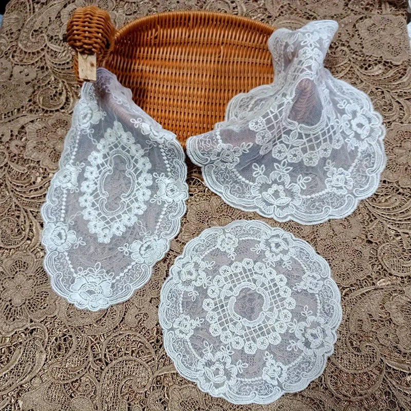 French Lace Embroidered Placemats, Bedside Tables, Tablecloths, Furniture Decorations, Vintage Gauze Cushions, Photo Props, And