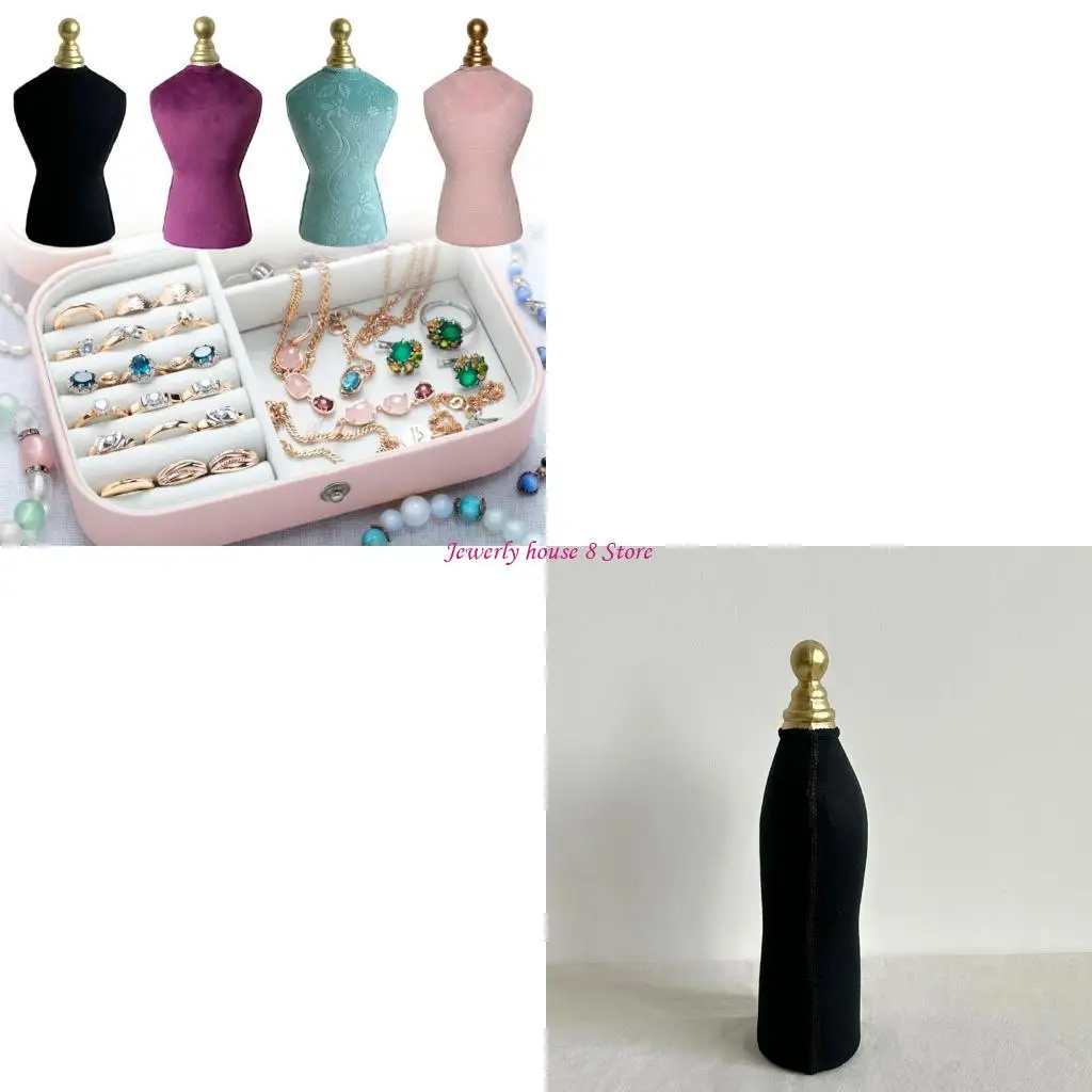 

Velvets Jewelry Exhibition Bust Alloy Frame Design 34.5cm Height Professional Retail Display Tool for Accessories Stores