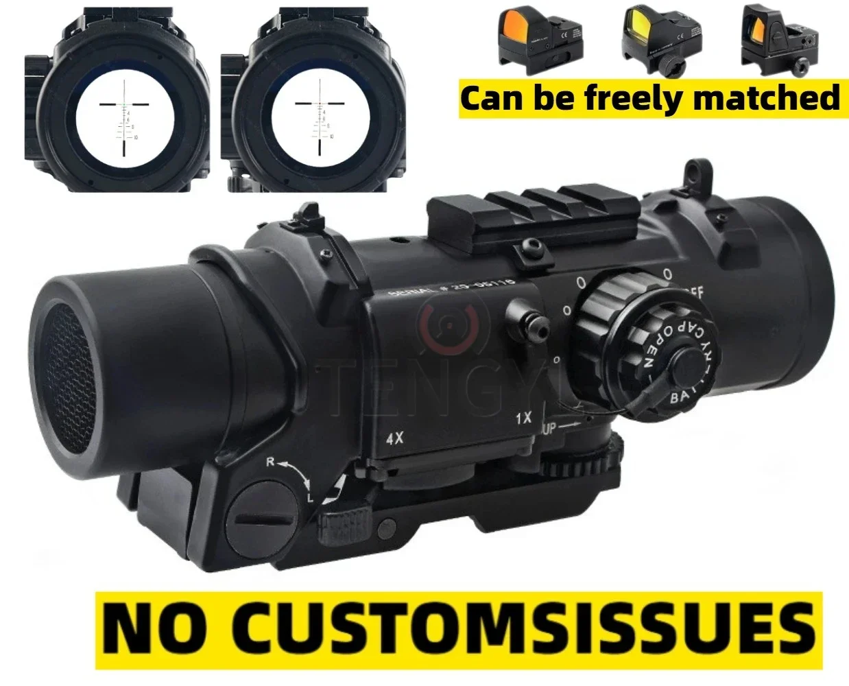 

1x-4x Fixed Dual Purpose Scope With Mini Red Dot Scope Red Dot Sight Rifle Scope