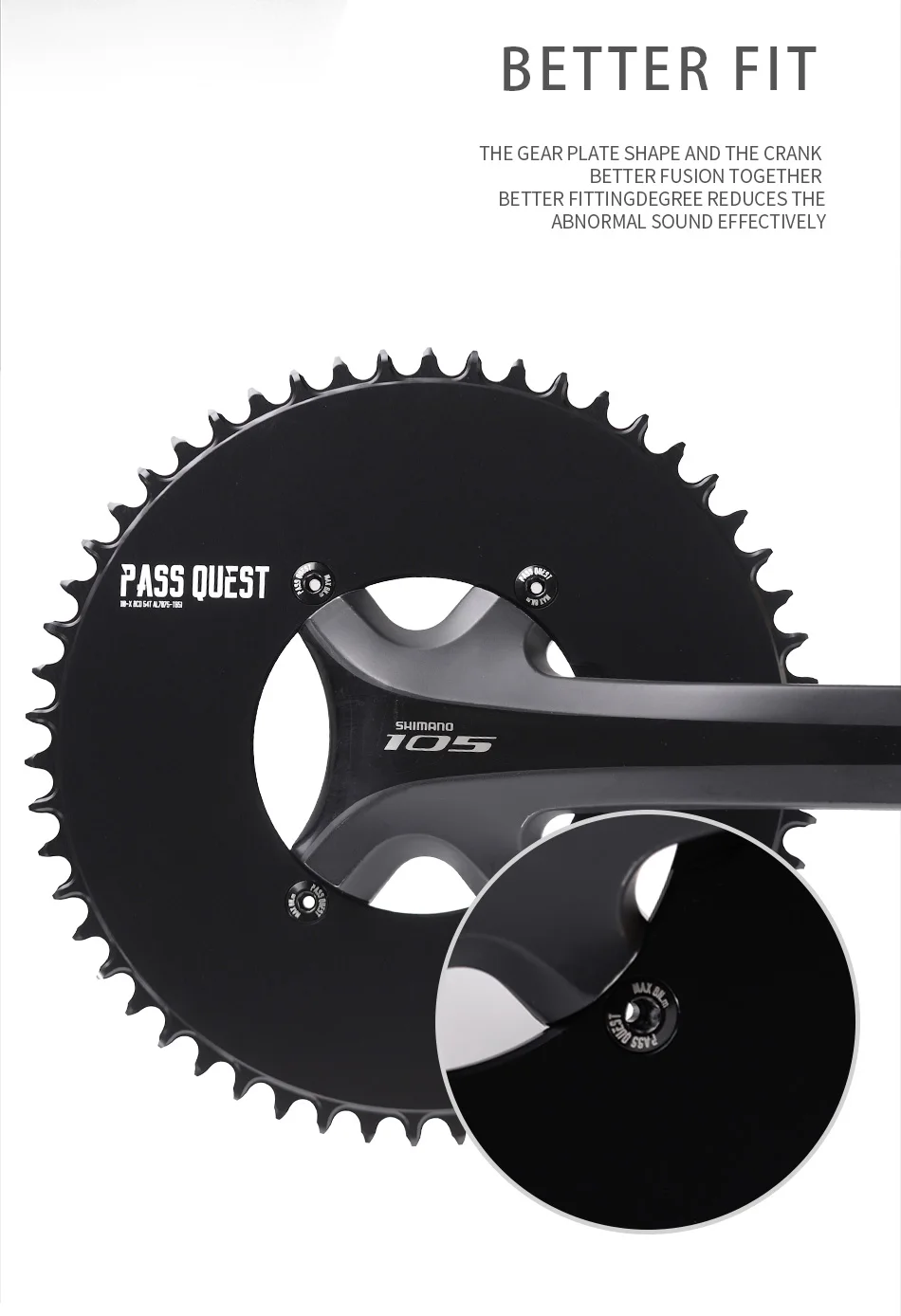 PASS QUEST X110BCD AERO Narrow Wide Chainring for R3000/4700/5800/6800/DA9000 Chainwheel BLACK Gravel Folding Bike Available