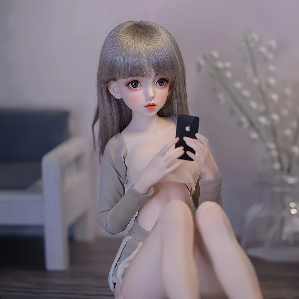 Anime-Puppe mit 68 Zentimeter, perfekte Freundin, abnehmbarer Kopf mit Perücke, verstellbarer Körper aus TPE-Material, weich (ohne Kleidung)
