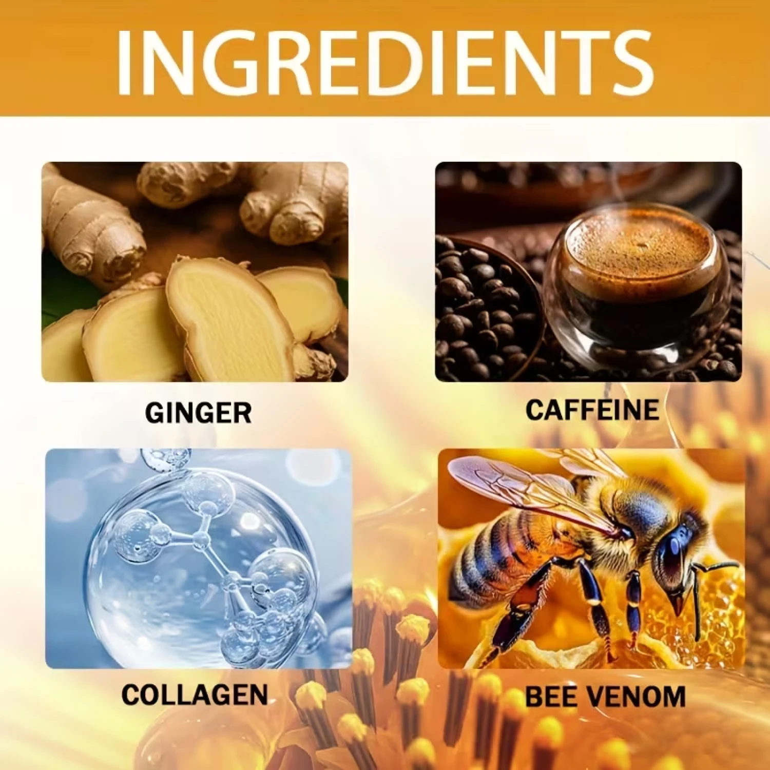 Bee Venom & Ginger Firming Cream 100g, for Face & Body, with Collagen & Caffeine, Moisturizing & Skin Tightening, Fast Delivery