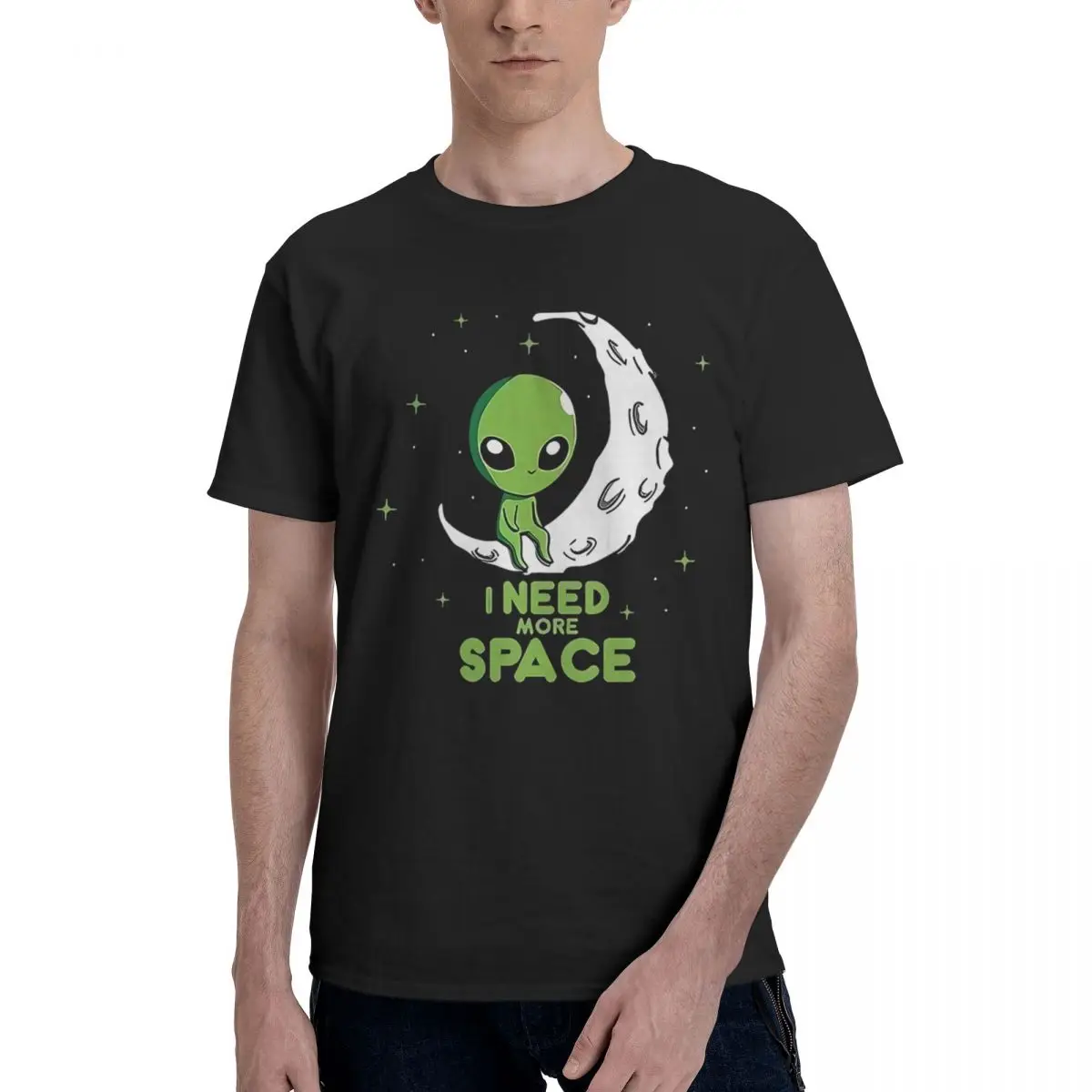 

With Green Alien Print 100% Cotton Casual Breathable Confortable Summer Football Shirts 2025 Funny Gifts