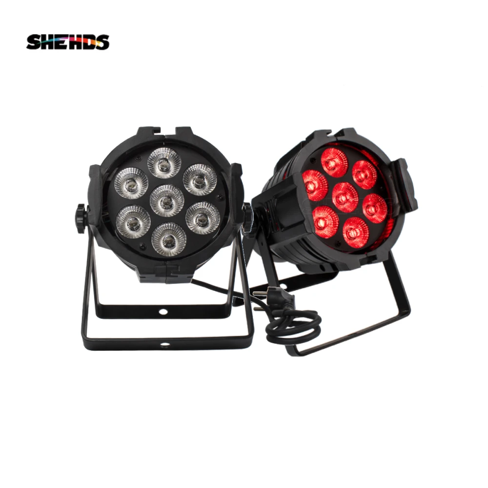 SHEHDS 2/4/8pcs LED Par 7x18W RGBWA+UV Wash Aluminium 6in1 Lights For DJ Disco Parties House Christmas Decoration