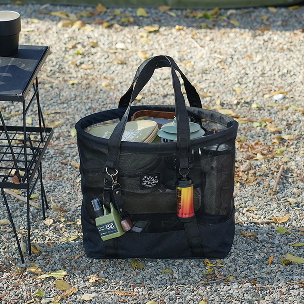 

Outdoor Mesh Tote Bag Large Capacity Camping Mesh Storage Bag Breathable Mesh Top-Handle Handbag for Outdoor Camping