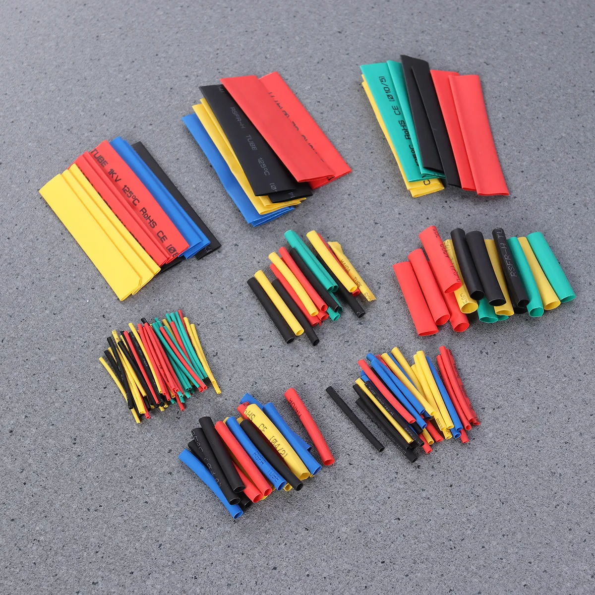 164Pcs Heat Shrink Tubing Flat Style Fast Safe Secure Wiring Insulation Sleeving Wrap Cable Wire Set Multicolor