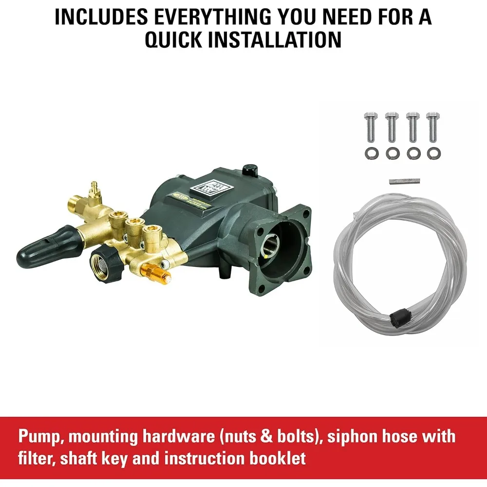 Triplex Plunger Replacement Pressure Washer Pump Kit 3700 PSI 2.5 GPM 3/4" Shaft Includes Hardware and Siphon Tube