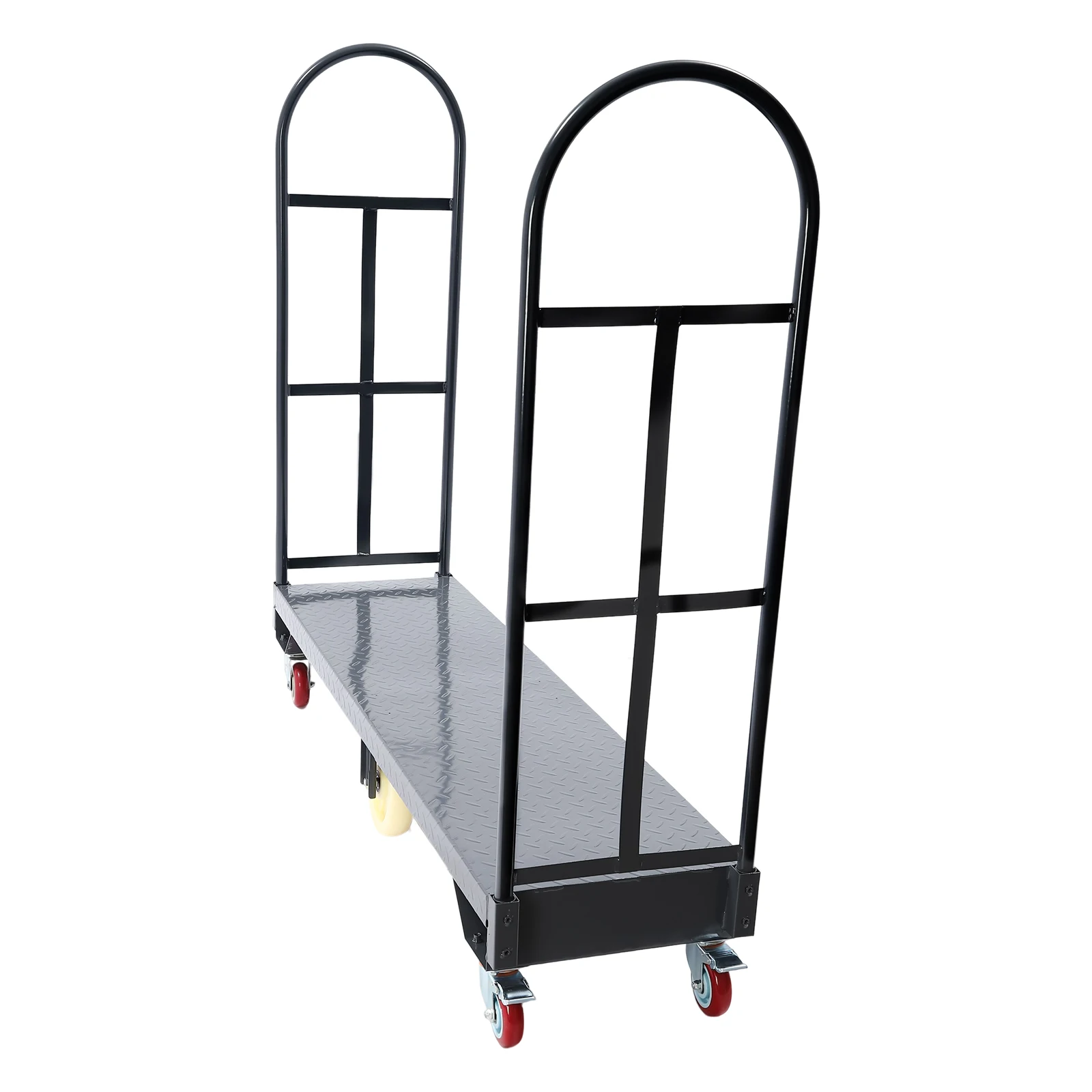 60.5*15.7in U-قارب منصة دوللي 2000lbs قدرة عربة Q235 الصلب الثقيلة U-قارب منصة شاحنة لغرفة تخزين المستودعات