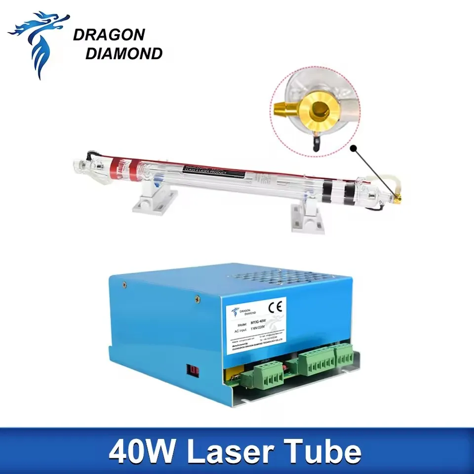 

40W 45W Laser Glass Metal Tube+ Power PSU Whole Set Lamp MY Supply Source 110V/220V For Co2 Laser Engraving and Cutting Machine