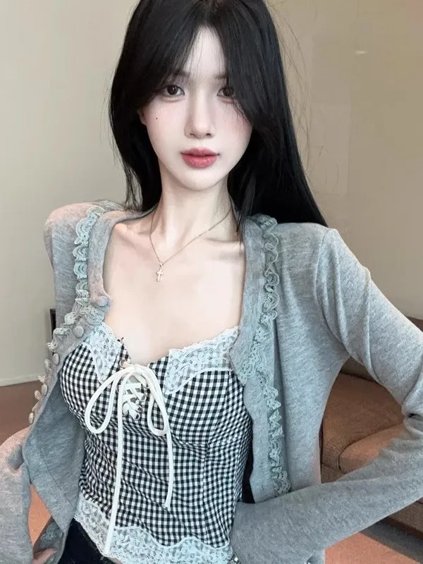 

Sweet And Sli корейский топ Pure Desire с кружевной отделкой Jaet для женщин, подходит для поездок на работу, зима, новое поступление