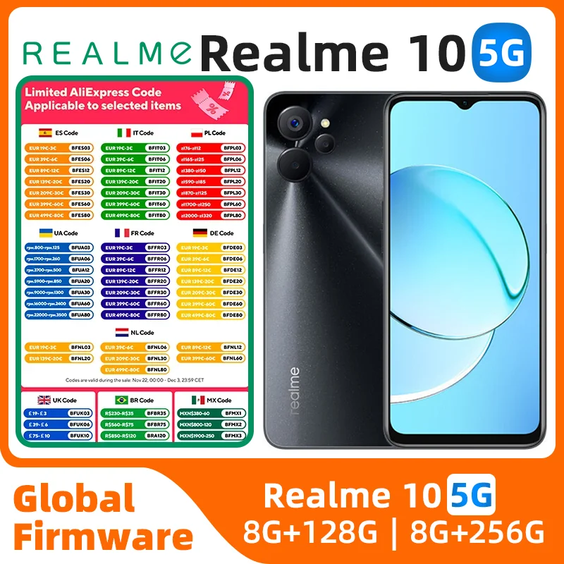 Realme 10 Android 5G Unlocked 6.6 inch 256G All Colours in Good Condition Original used phone