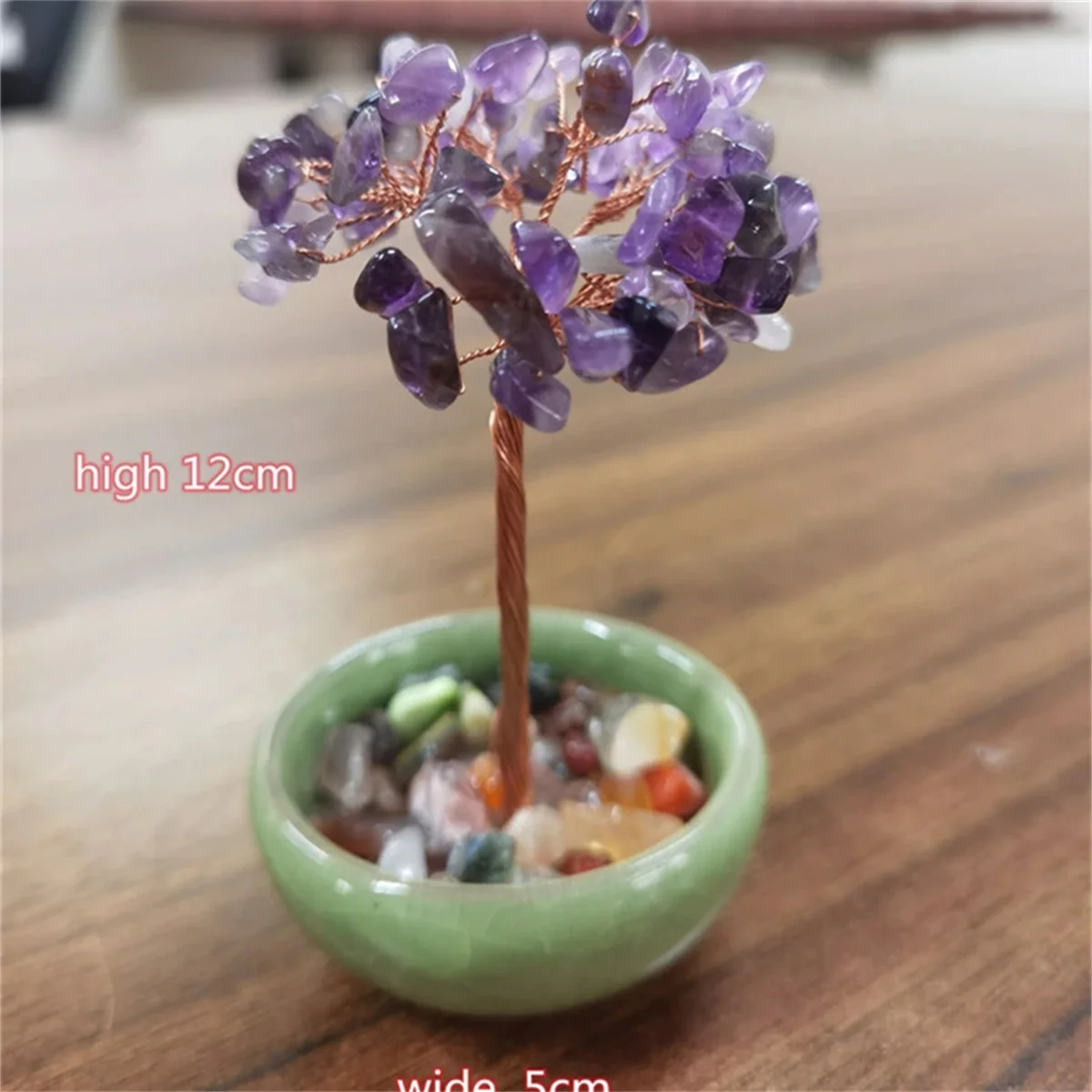 Natural Crystal Ore Wealth Tree,Ceramic Bowl, Energy Tree,Mineral Specimen, Healing,Quartz Crystal,Mineral Degaussing Decoration