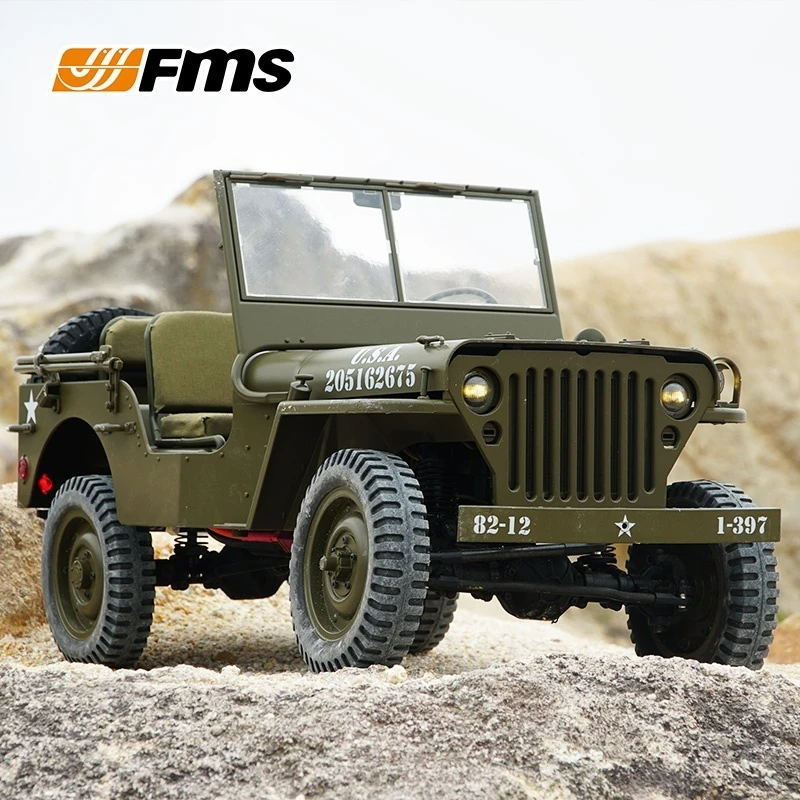 Fms1:6 1941 MB SCALER Willis Simulationsmodell RC Offroad 4x4 Antrieb Elektrisches Modell Spielzeug Klettern Auto Anhänger Eimer