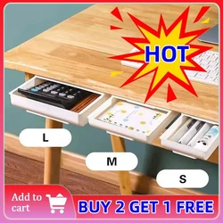 Under Desk Storage Drawers Self-Adhesive Pencil Box Tray Hidden Stationery Organizer Stand For Pen Office Home Storage Organizer