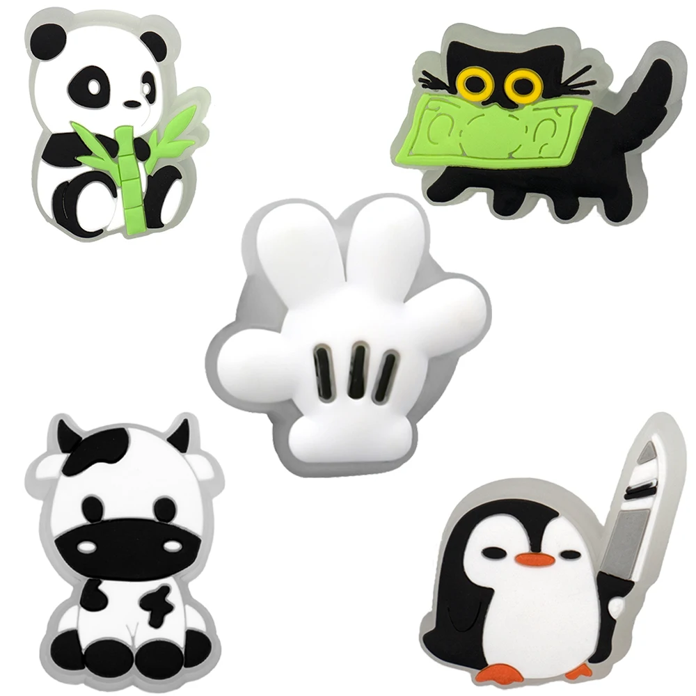 5PCS LED Clog Shoe Charms Cute Animal Duck Gamepad Pig Black Cat Shoe Buckle Accessories Pins for Women Men Cute Shoe Decoration image 3