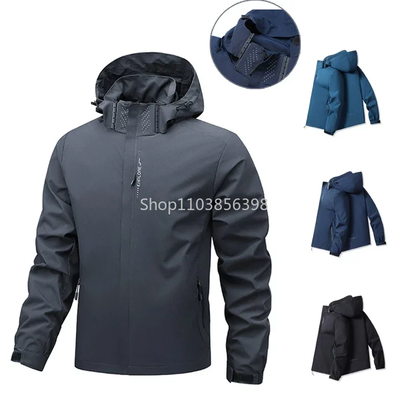 5XL Men's Outdoor Mountaineering Jacket Windproof Water Repellent Top Layer for Climbing Hiking Traveling Windbreaker Male Coats