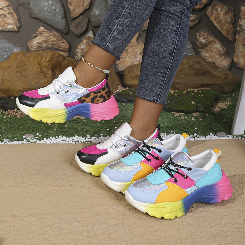 

Women Sneakers Lace Up Outdoor Platform Female Sneakers Fashionable Colorful Designer Shoes Casual Comfortable Shoes Women