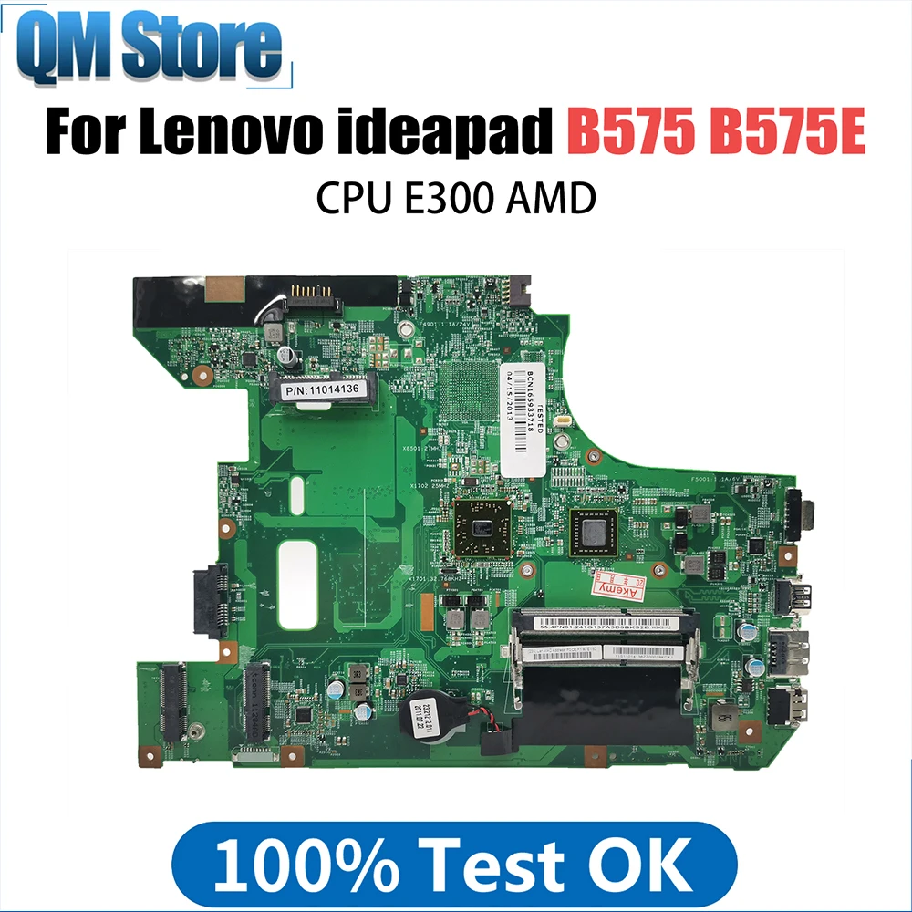 

Notebook Mainboard For Lenovo ideapad B575 B575E B575E 48.4VV01.011 Laptop motherboard DDR3 With AMD E300 CPU 100% fully tested