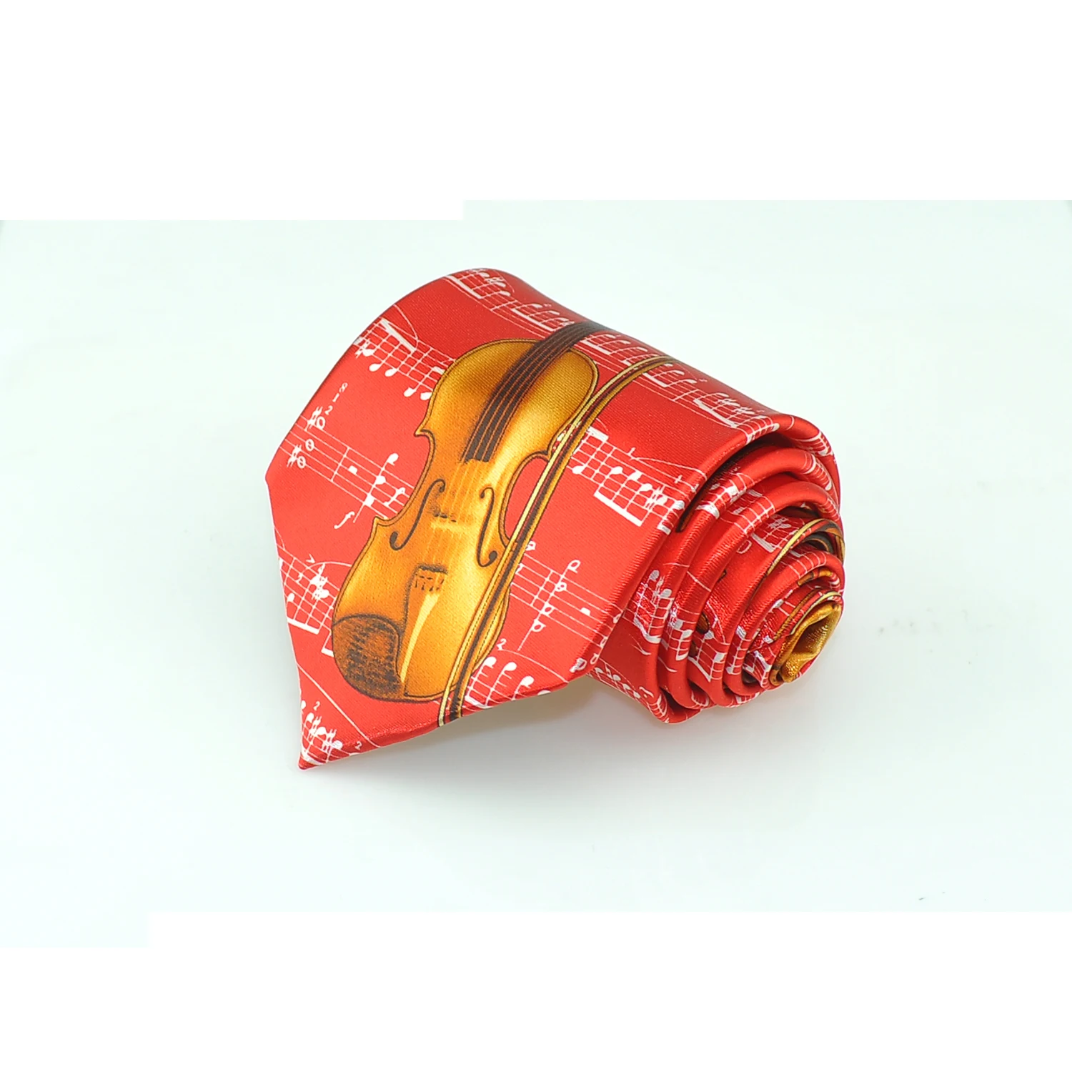 Corbata clásica tejida de poliéster para hombre, corbata de 4 pulgadas de ancho, 28 pulgadas de moda, guitarra musical, violín, Sachs, Suona,