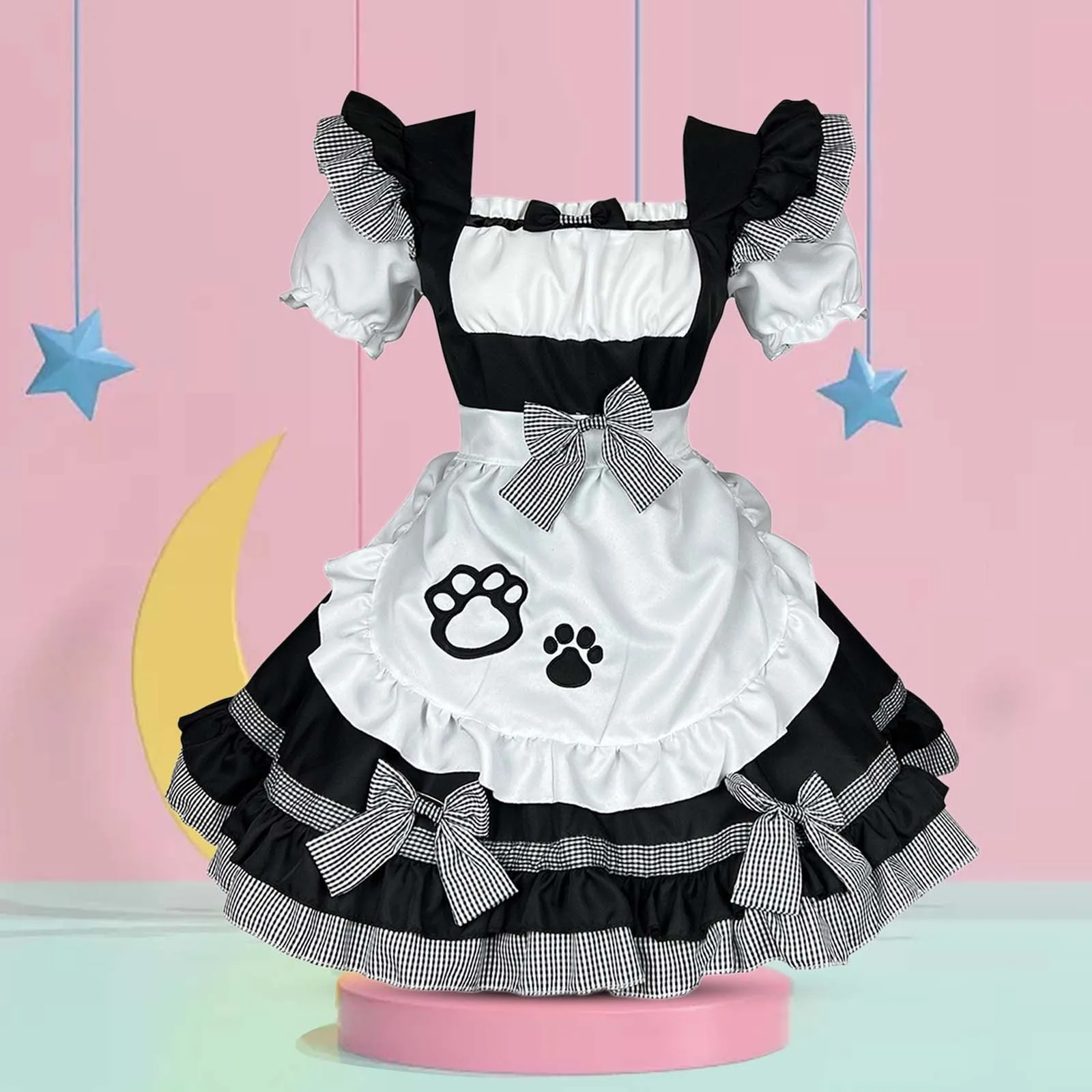 Lolita Cat Girl Maid Dress Maid Cosplay Costumes Plus Size Apron Waitress Maid Outfit Anime Cute Girl Party Stage Costumes S-5XL