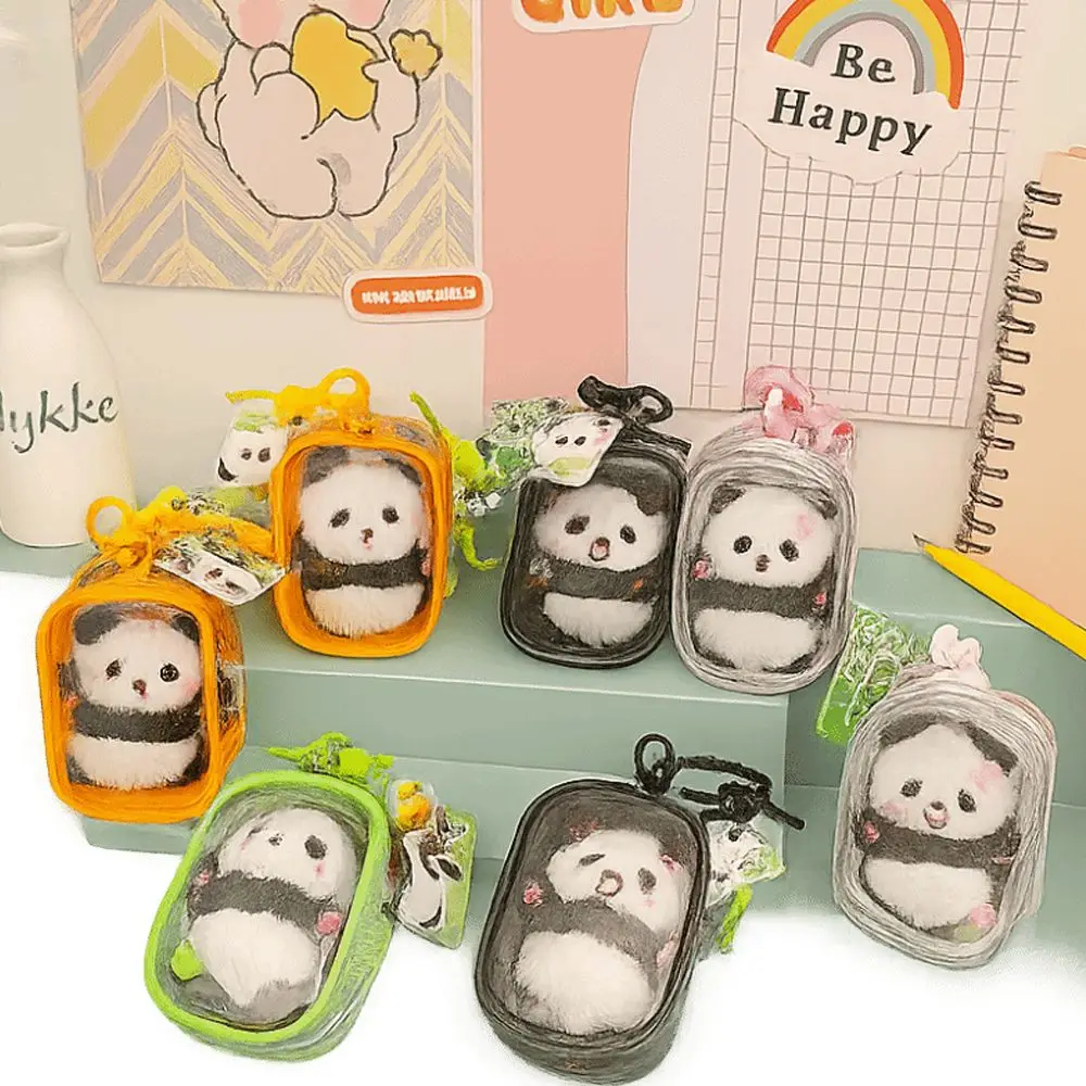 

Creative Design Pendant Bag Zipper Closure Walk Style Transparent Bag Transparent Material Cute Panda Dustproof Bag