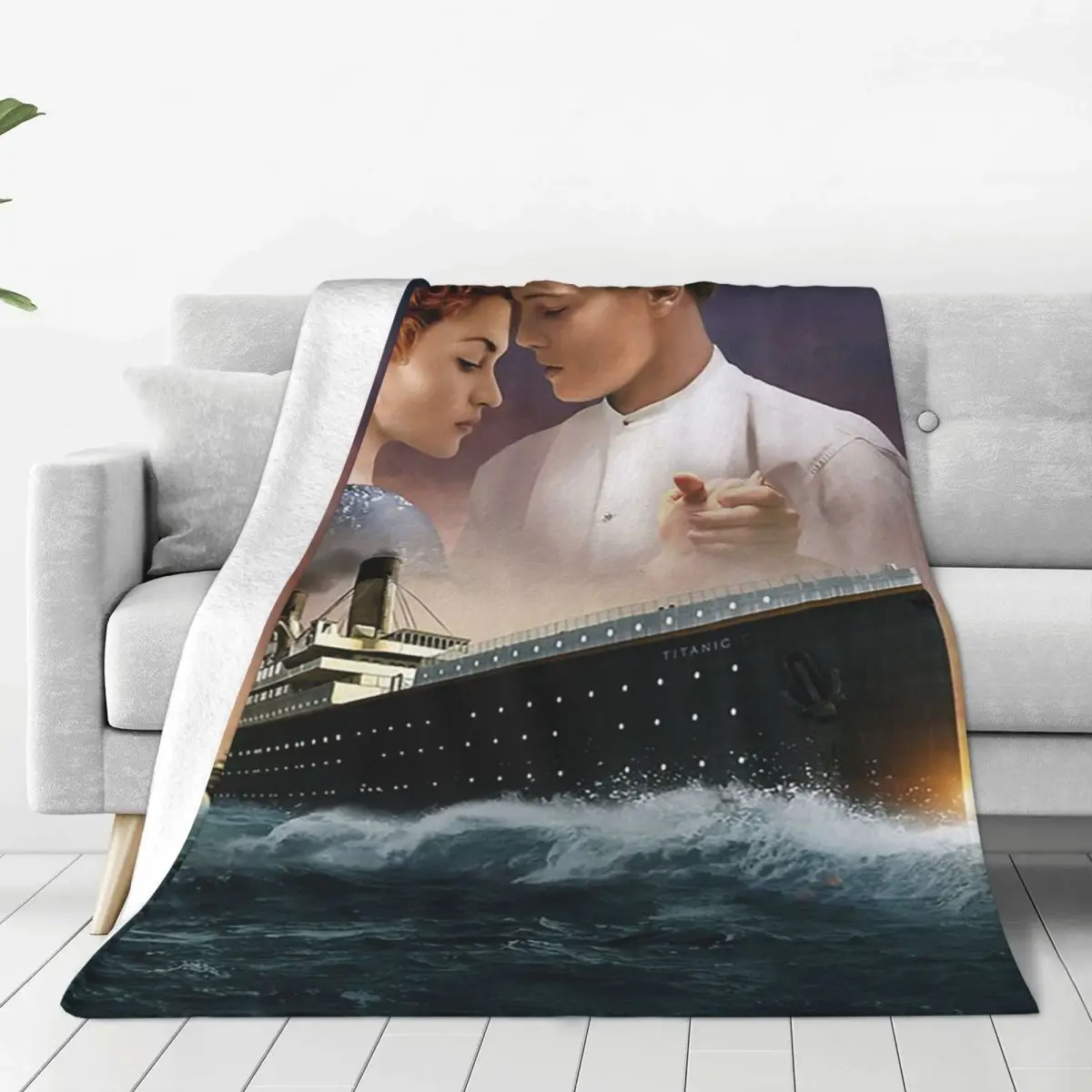 Titanic Movie Jack And Rose Design Blankets Soft Warm Flannel Throw Blanket Bedding for Bed Living room Picnic Travel Home Sofa