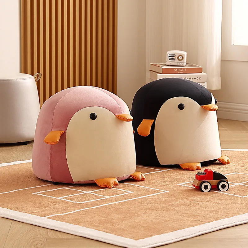 

Home Creative Small Stool Penguin Design Cute Animal Children Shoe Stool Living Room Sofa Low Stool Simple Ottomans Home Decor