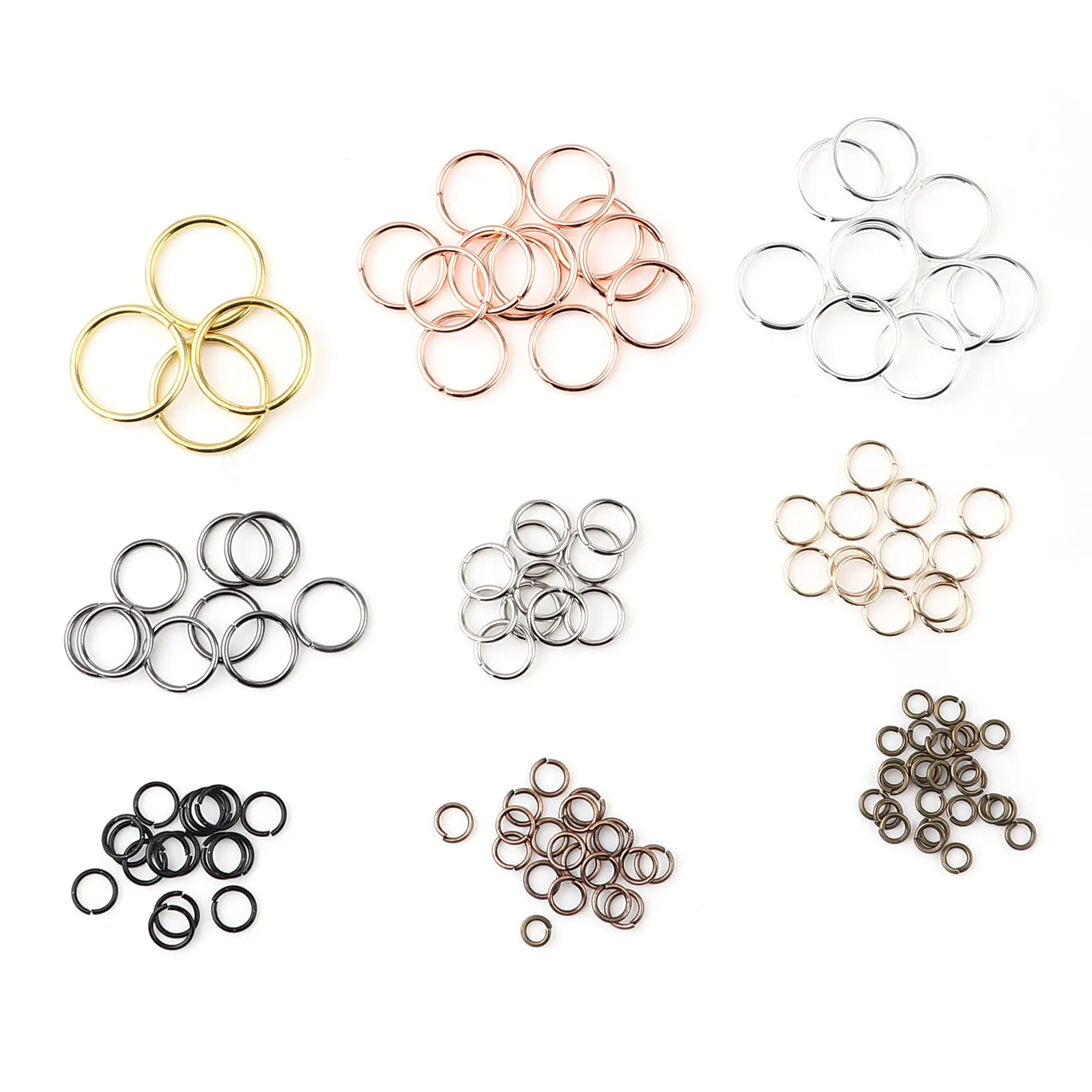 

200PCs/lot 3 4 5 6 7 8 10 12mm Iron Jump Rings Split Rings Connectors DIY Jewelry Finding Making Accessories Wholesale Supplies