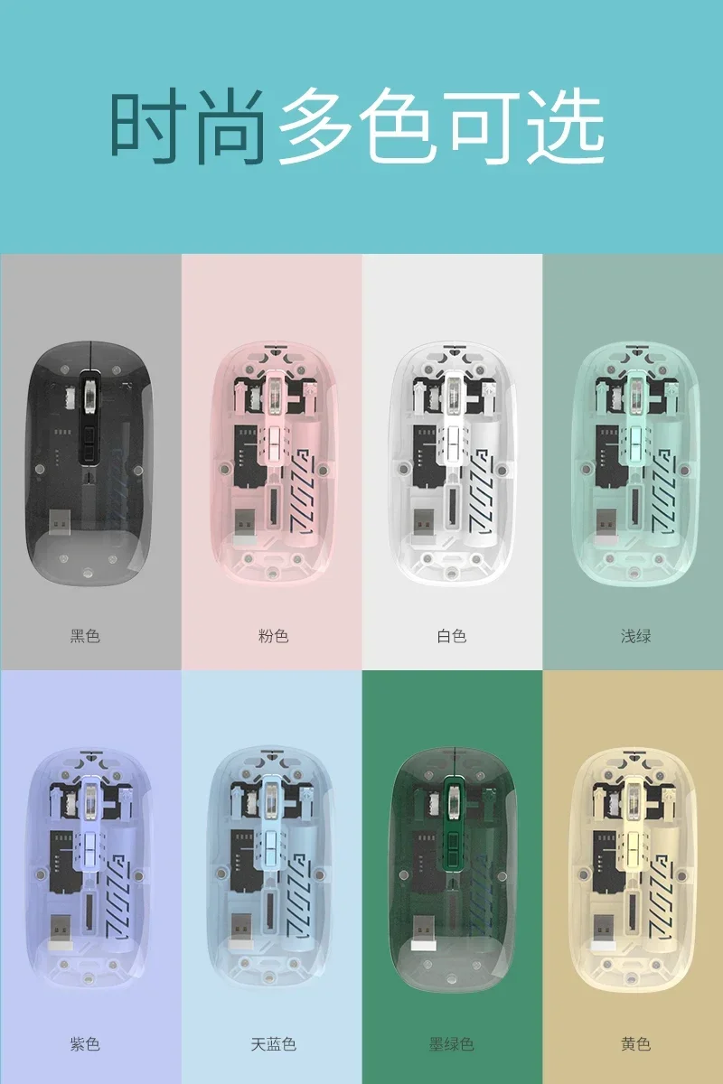 Transparent Magnetic Mouse compatible 2.4G Wireless Bluetooth Mouse One-Click Desktop Type-C Rechargeable Silent Mice Mute