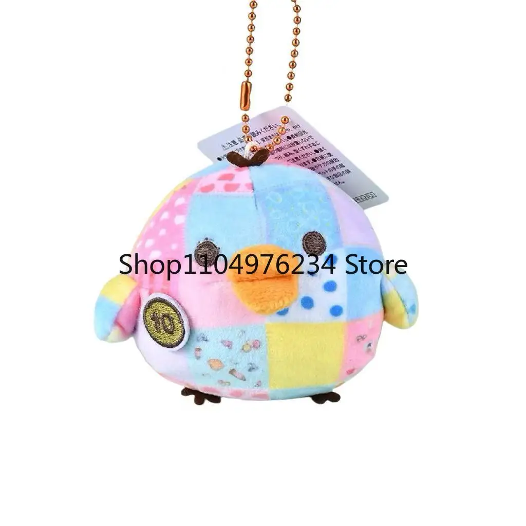 12cm Patchworkowy Limitowany Pluszowy Brelok z Misiem Rilakkuma Kiiroitori, Uroczy Miś Relaksujący, Kreskówkowa Dekoracja, Prezent Świąteczny