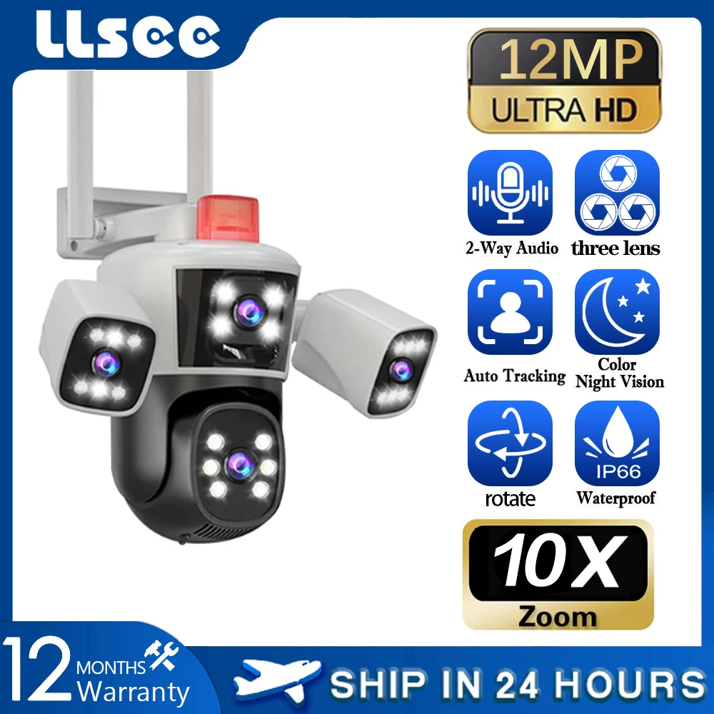 llsee camera ip de vigilancia wifi externa protecao de seguranca cctv lentes zoom 10x ptz 6k 12mp 01