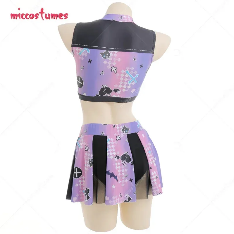 

CyWomen Bathing Suit Purple Mesh Top and Skirt Two Piece Swimwear