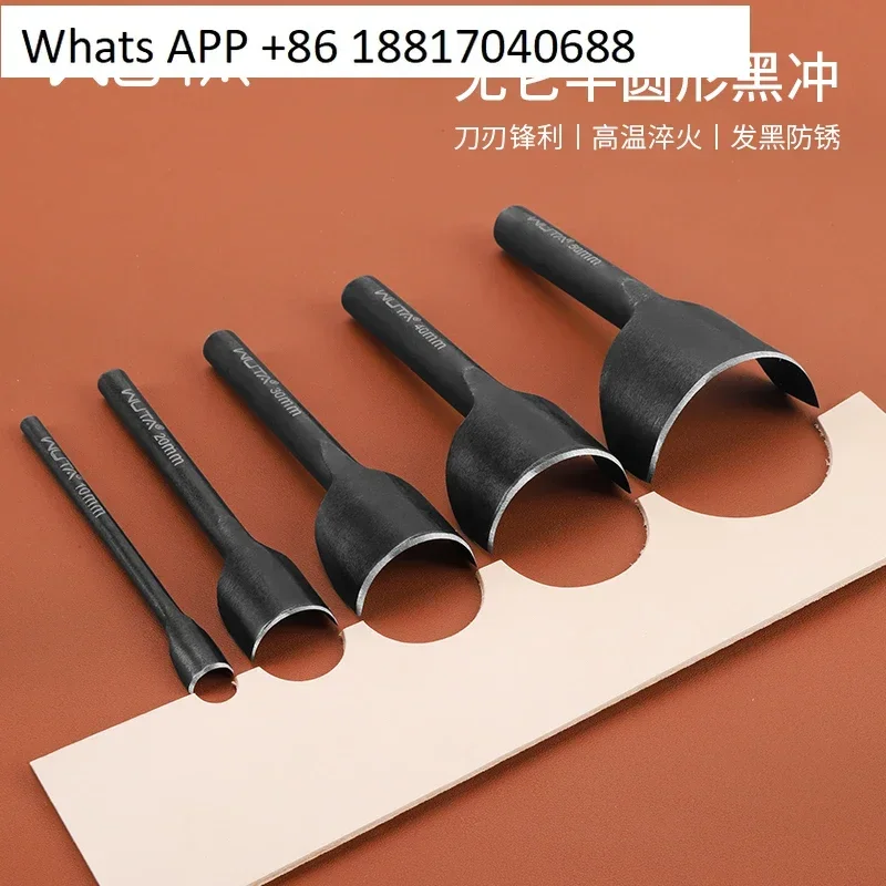 Semicircular Black Punch Rounded Corner Slash Strap Punch Leather Steel Tool Belt Tail Punch Rounded Corner Processor