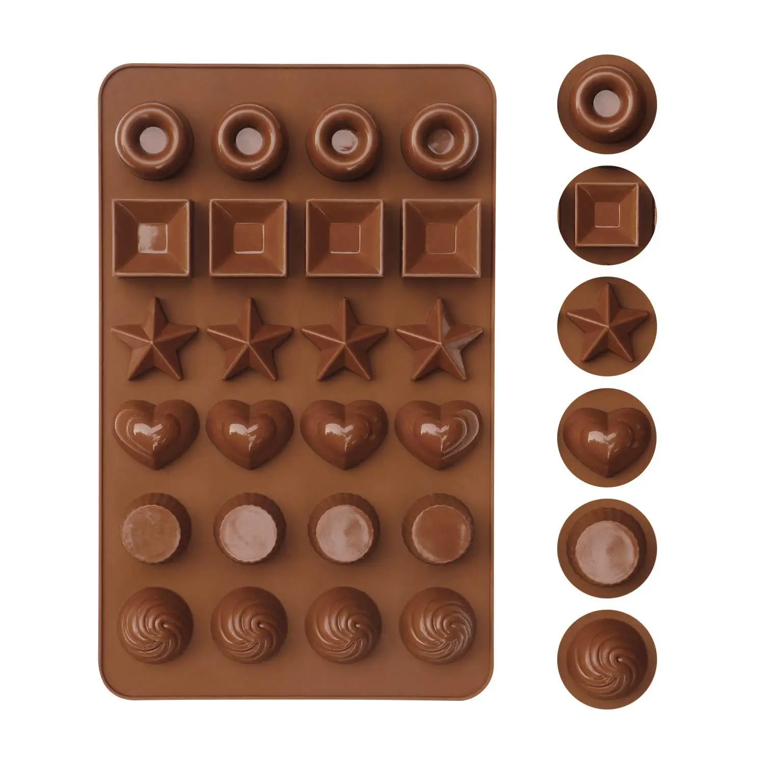 Molde de Silicona para Chocolate de 24 Cavidades, Molde para Hornear Dulces, Molde para Chocolate en Forma de Canelé
