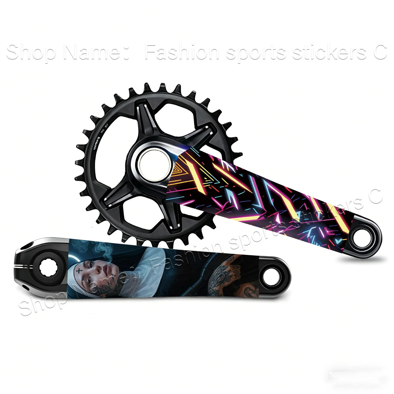 

2Pcs Neon Geometric Crank Arm Sticker Set, Waterproof Vinyl Decal for MTB & Road Bike