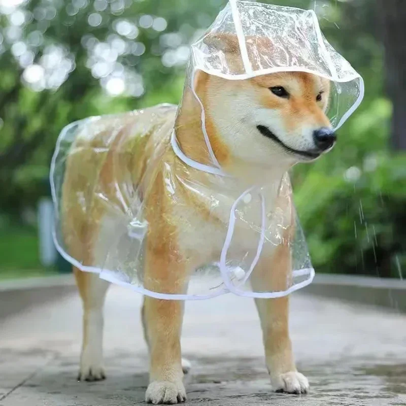 Dog Raincoat Puppy Transparent Rainwear Pet Hooded Waterproof Jacket Clothes Soft PVC Small Dogs Raincoat Puppy Rain Poncho