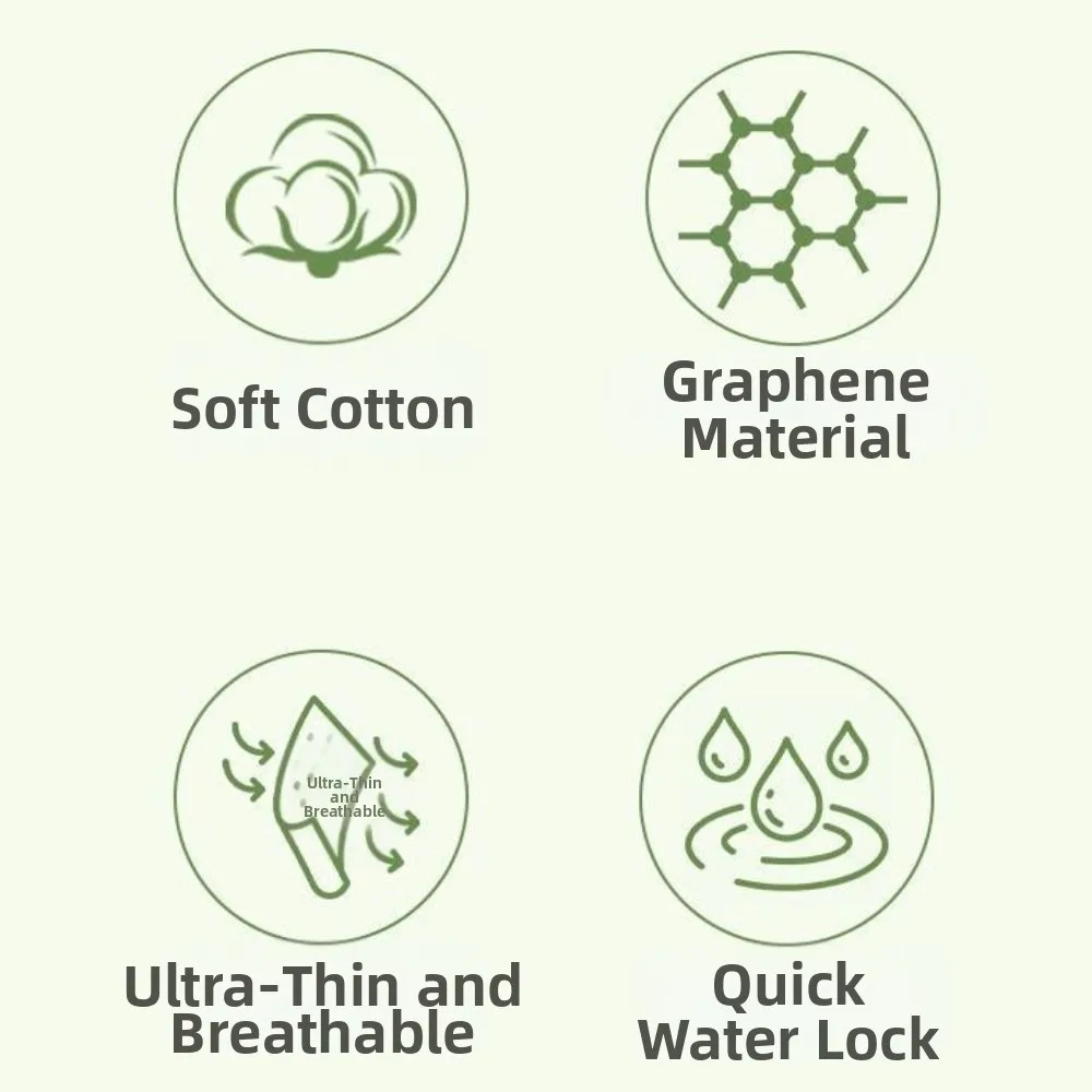5Pcs Graphene Reusable Sanitary Pads Leak Proof 23CM Washable Sanitary Napkins Soft with Waterproof Layer Panty Liner