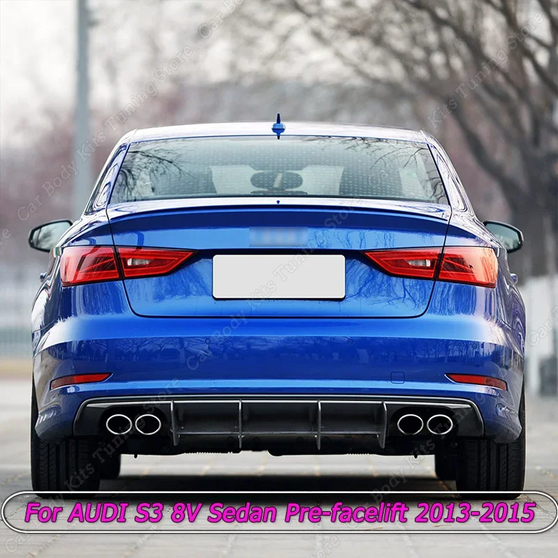 Dla AUDI S3 8V Sedan Pre-facelift 2013-2015 Samochodowy tylny zderzak Dyfuzor Tylne boczne rozdzielacze Spoiler Warga Czarny Body Kit Akcesoria