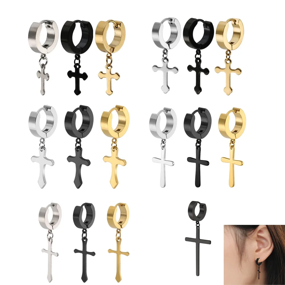 2 Pieces Fashion Women Drop Earrings Cross Upper Ear Cartilage Earring for Women Men Dangle Earring Simple Ear Buckle