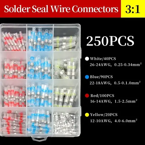 50~500Pcs Boxed Solder Seal Wire Connectors 3:1 Heat Shrink Insulated Electrical Wire Terminals Butt Splice Connector Waterproof - Image 10