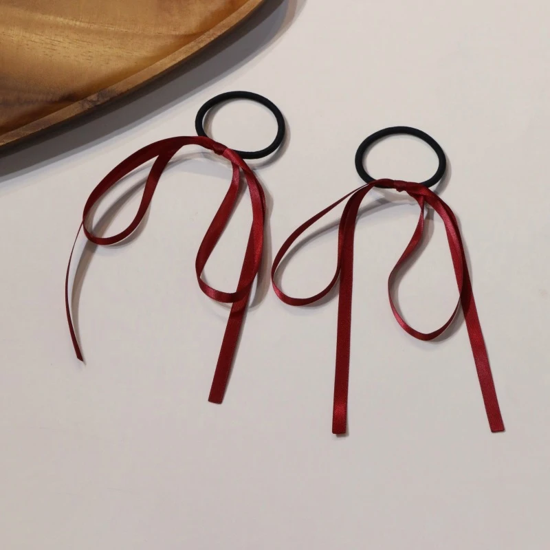 Colorido Bowknot Headdress para Mulheres e Meninas, Ponytail Hair Rope, Long Ribbon, Acessórios para Cabelo, Simples, Doce Moda, Elástico