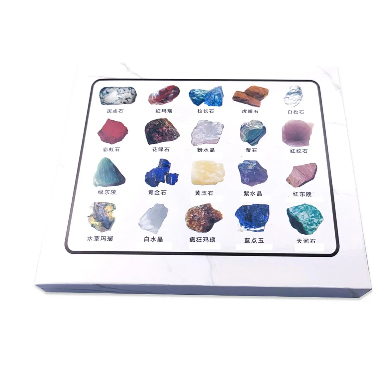 20 Pieces Rock and Mineral & Collection Box with Display Case Ore Specimen Gift Box Geology GEM Kit for Birthday Present Kids