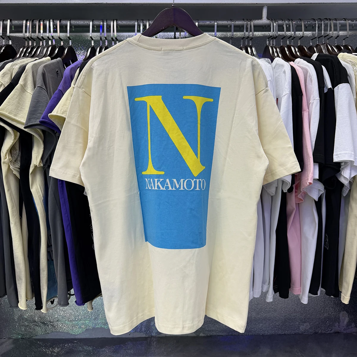Vintage Square Letter Print T-shirt Satoshi Nakamoto Loose Fit Cotton Tees Men Hip Hop Street Style Casual Short Sleeve Shirts