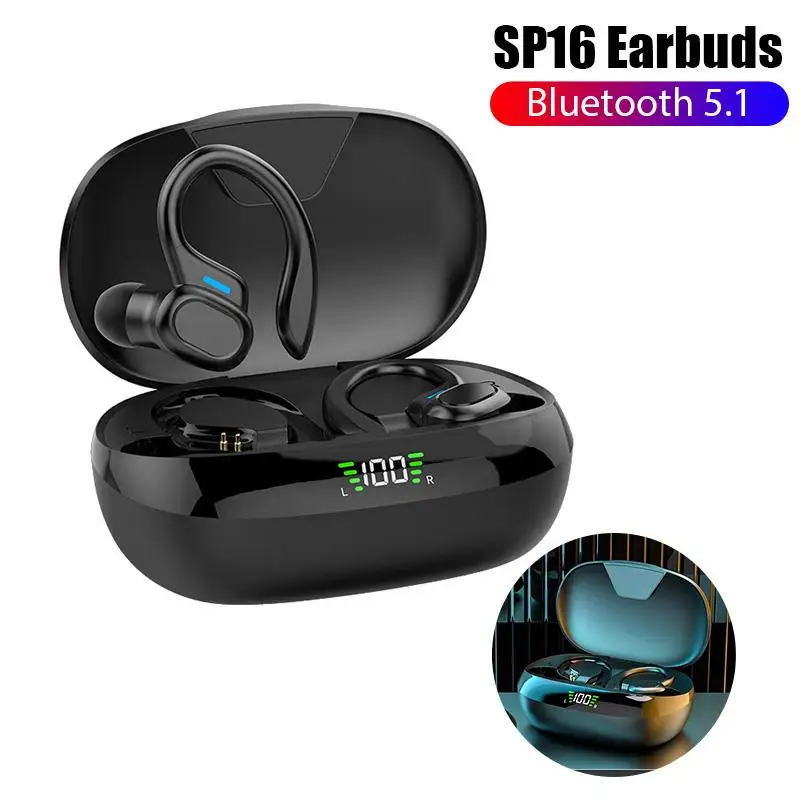 SP16 TWS Wireless Bluetooth Headphone Fone Earsets HiFi Stereo Earbuds Sports Waterproof Headsets with Microphone for Smartphone