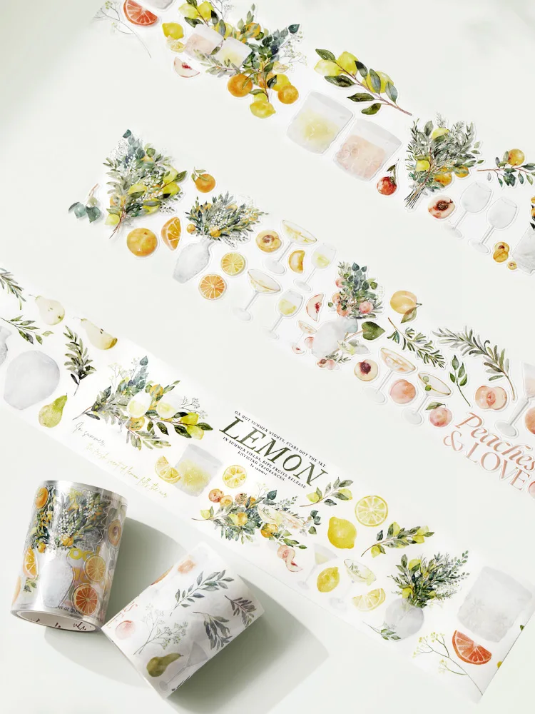 WT Fruit Tea Story, Fruit Summer Ice Drink Mediterranean Brick Style Special Ink Washi PET tape