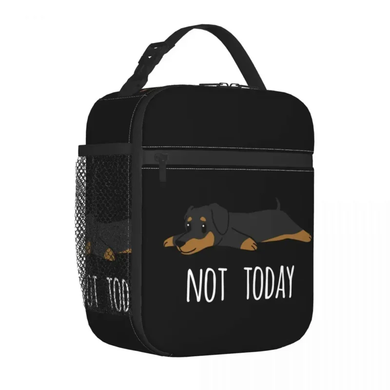 Grappig Niet Vandaag Teckel Hond Geïsoleerde Lunch Tassen Thermische TasMaaltijdcontainer Lekvrije Lunchbox Tote Bento Pouch