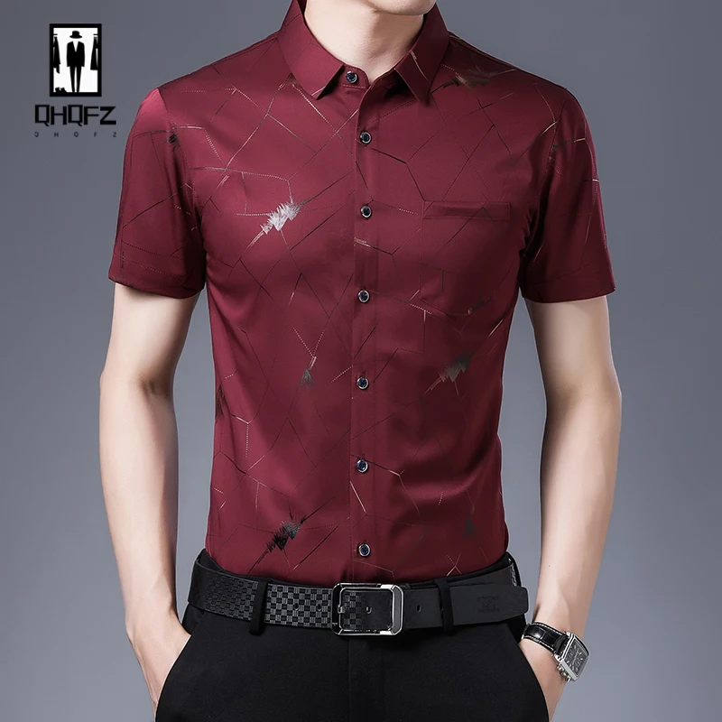 New Men's Casual Printed Short Sleeved Lapel Shirt for Summer Fashion Comfort No Ironing Wrinkle Resistant Top